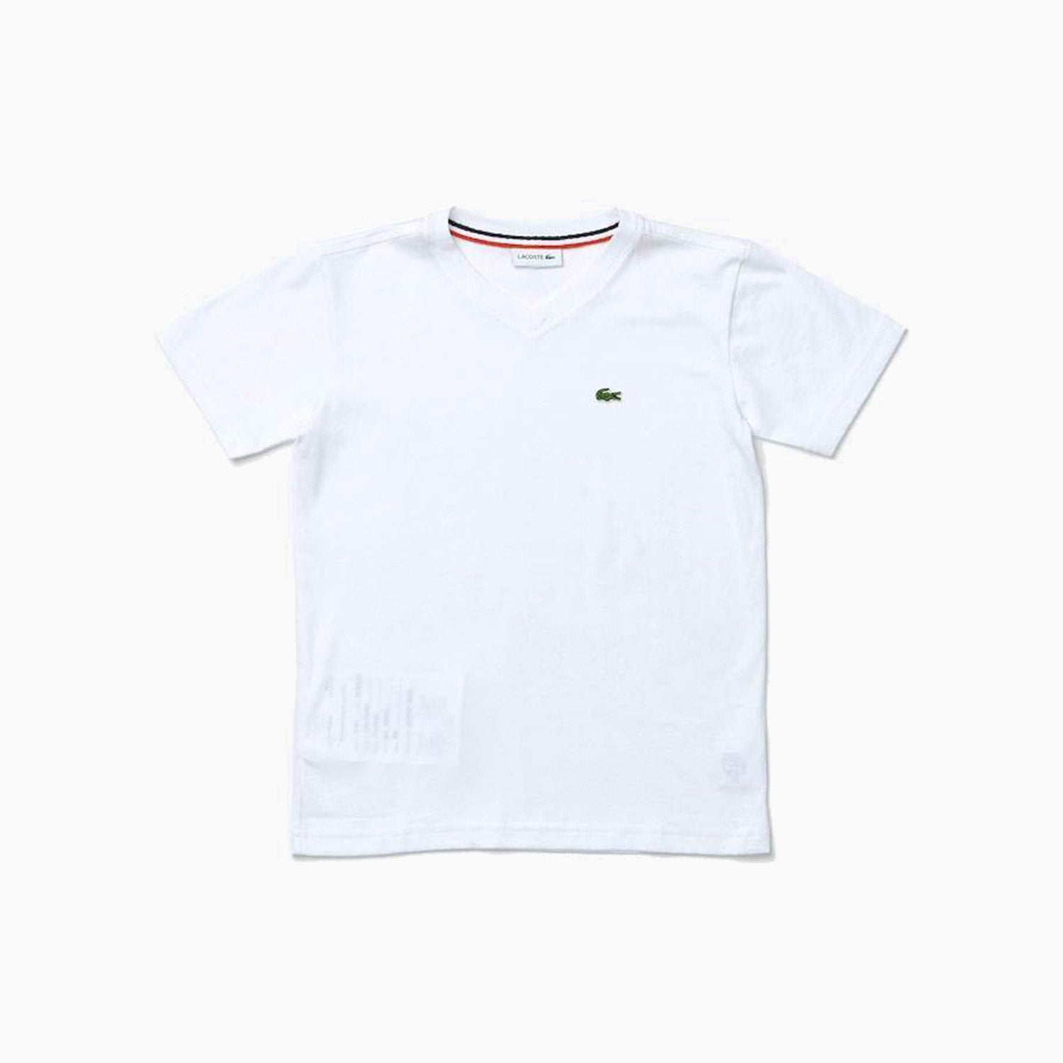 Lacoste | Kid's Cotton V Neck T Shirt - Color: WHITE - Kids Premium Clothing -