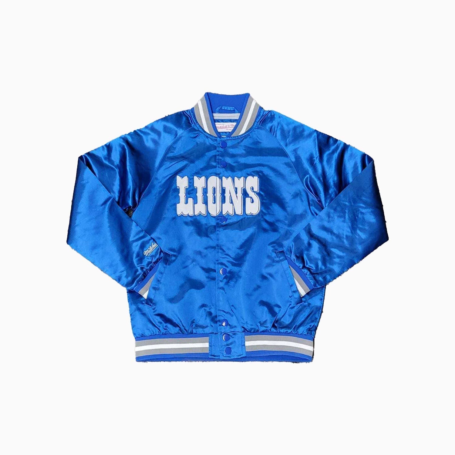 Mitchell And Ness Detroit Lions NFL Lightweight Satin Jacket Youth - Color: Blue - Kids Premium Clothing -