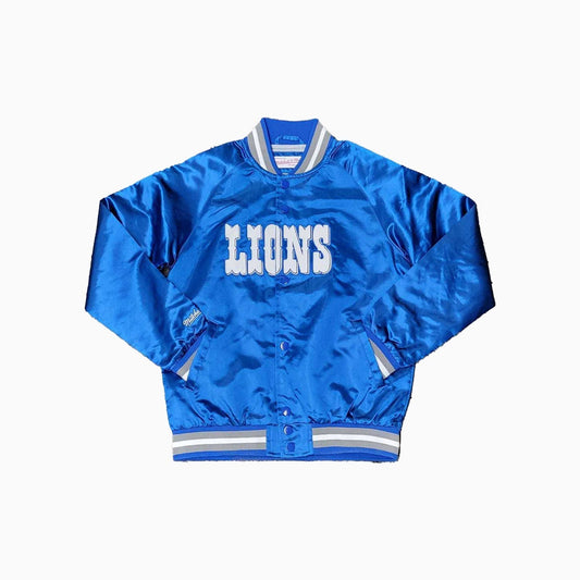 Mitchell And Ness Detroit Lions NFL Lightweight Satin Jacket Youth - Color: Blue - Kids Premium Clothing -
