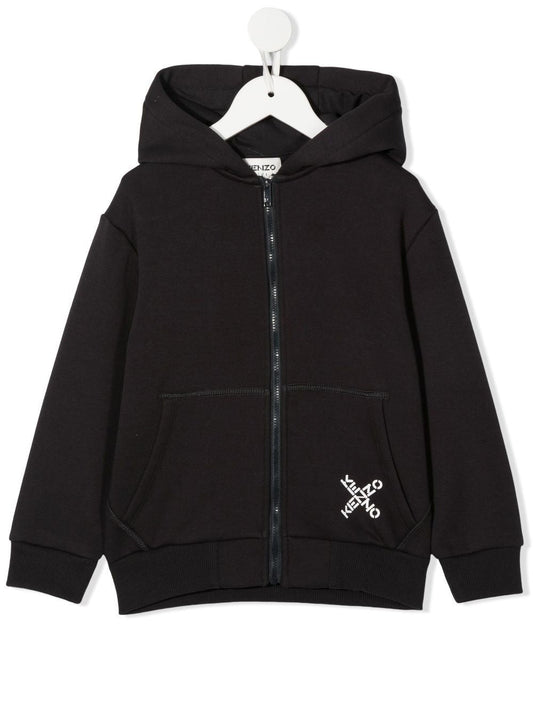 Kenzo Kid's Logo Cardigan Outfit - Color: Big Kid's Dark Grey, Small Kid's Dark Grey - Kids Premium Clothing -