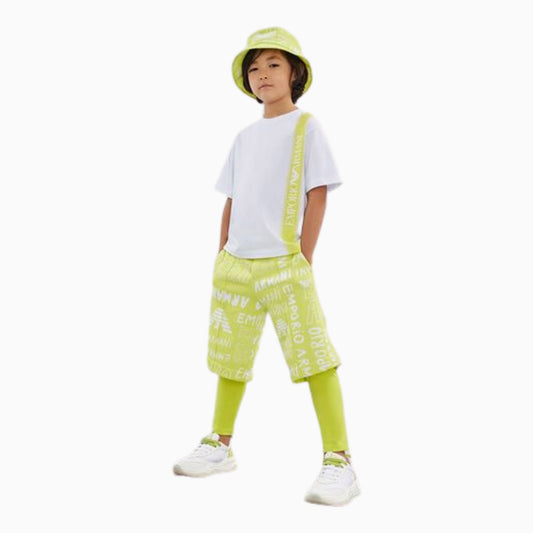 Kid's Gradient Logo Jersey T Shirt And Shorts Outfit