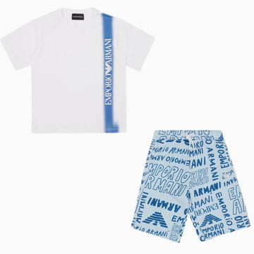 Kid's Gradient Logo Jersey T Shirt And Shorts Outfit