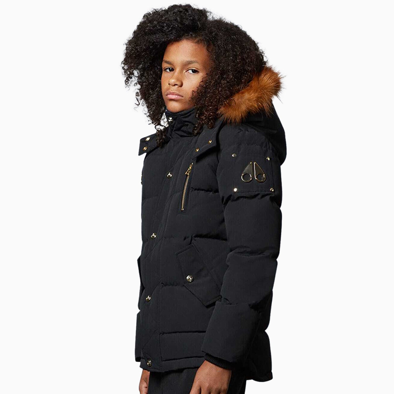 Moose Knuckles Kid's Unisex 3Q Jacket - Color: Black Gold - Kids Premium Clothing -