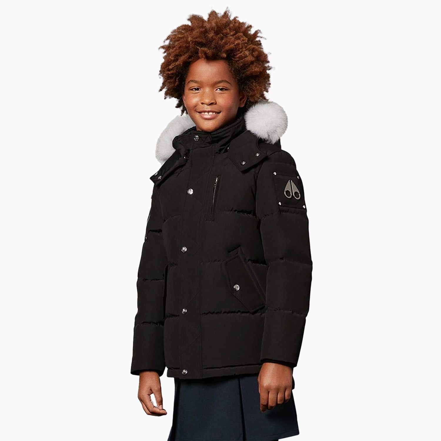 Red Moose Knuckles Kid's 3Q Jacket With Fur Hood - Color: Black - Kids Premium Clothing -