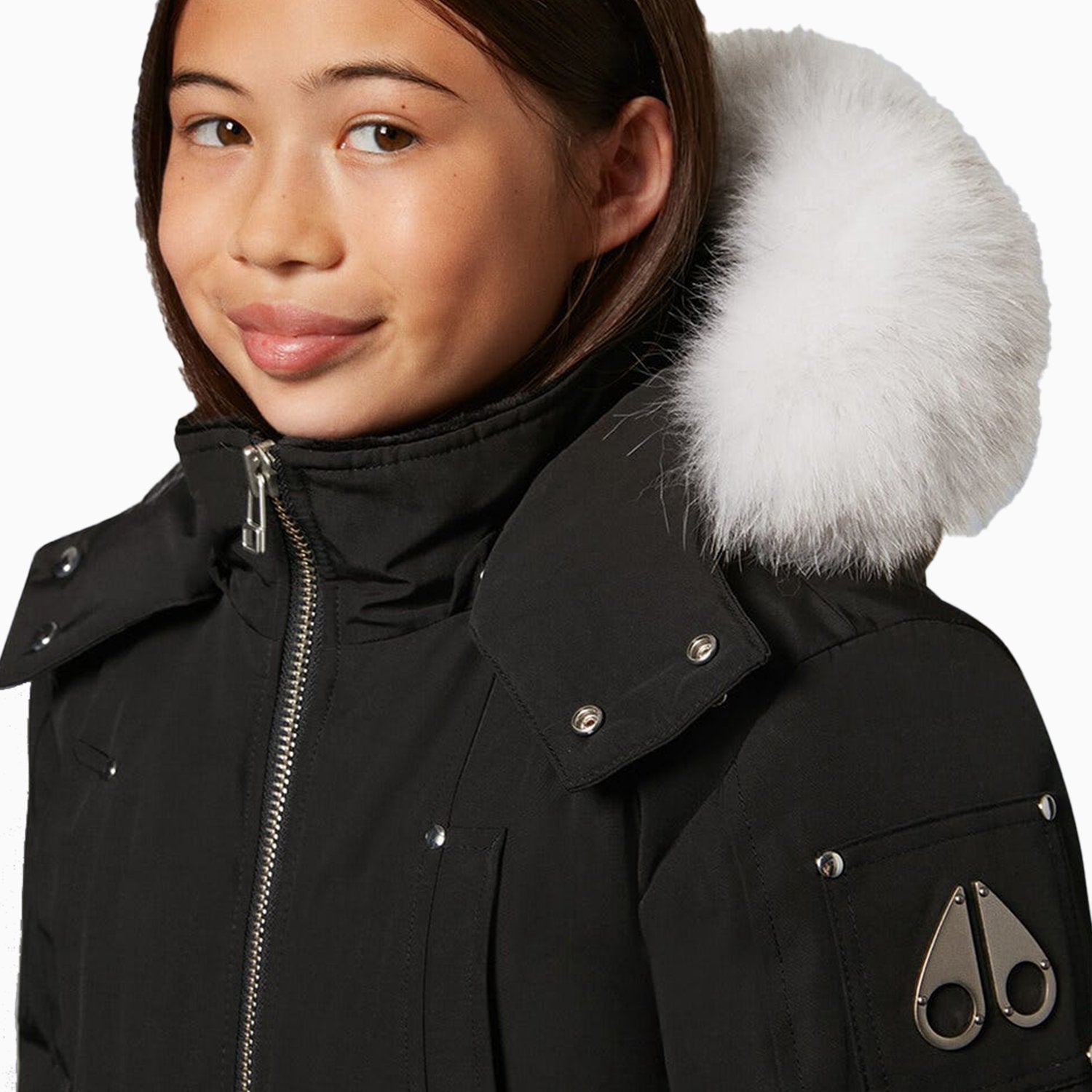 Moose Knuckles Kid's Bomber Jacket With Fur Hood - Color: Brit Blue, Arctic Rose, Red, Black, Deep Red, Black white - Kids Premium Clothing -