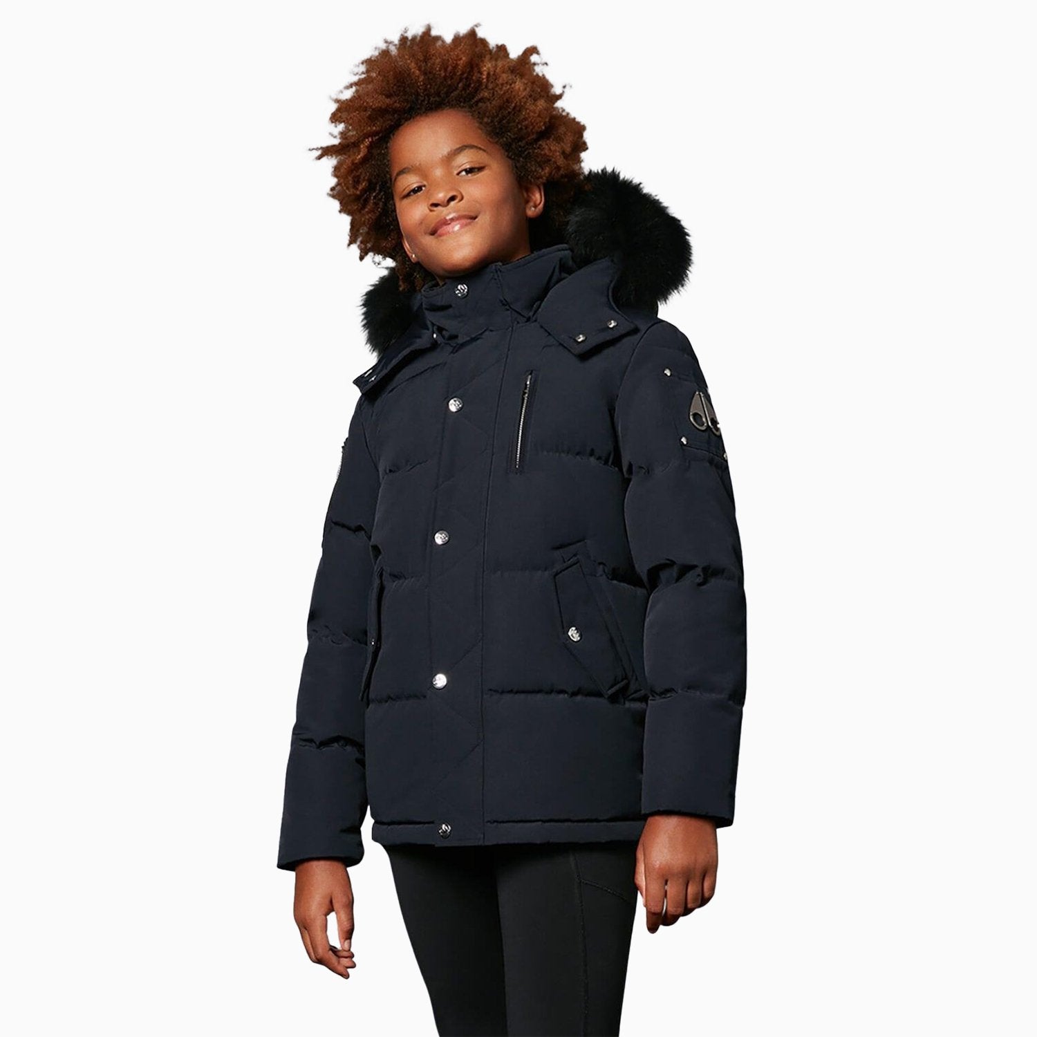 Red Moose Knuckles Kid's 3Q Jacket With Fur Hood - Color: Blue - Kids Premium Clothing -