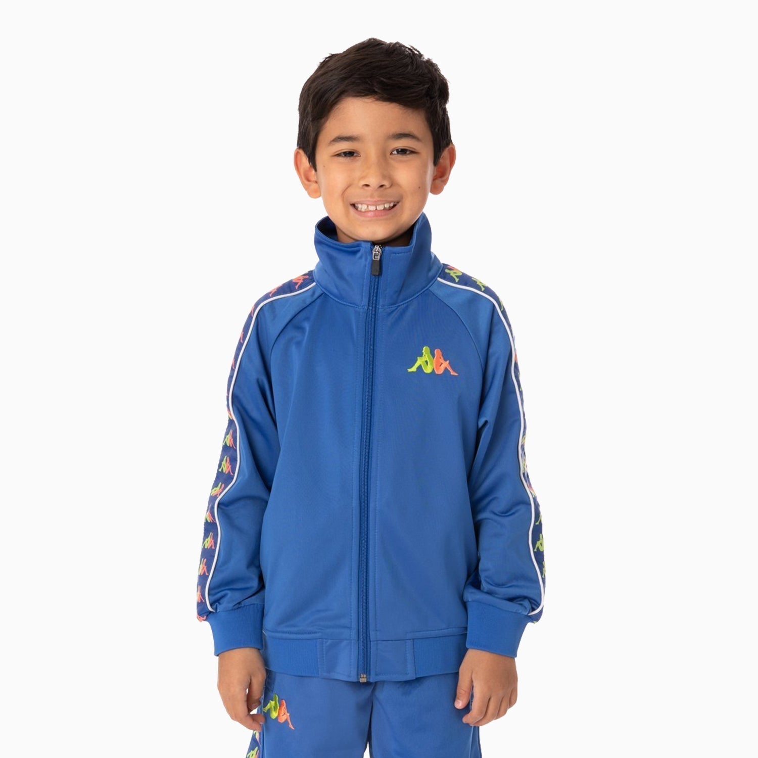 Kappa | Kid's 222 Banda Carambie Tracksuit - Color: BLUE GREEN ORANGE GREY - Kids Premium Clothing -