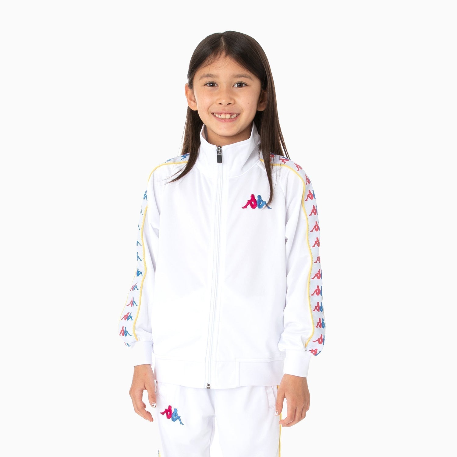 Kappa | Kid's 222 Banda Carambie Tracksuit - Color: WHITE FUCHSIA BLUE YELLOW - Kids Premium Clothing -