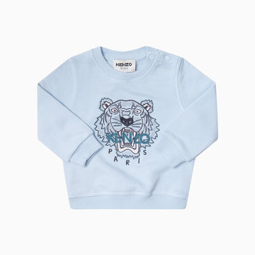 Kenzo Kid's Fleece Tiger Logo Sweatshirt Toddlers - Color: Paleblue - Kids Premium Clothing -