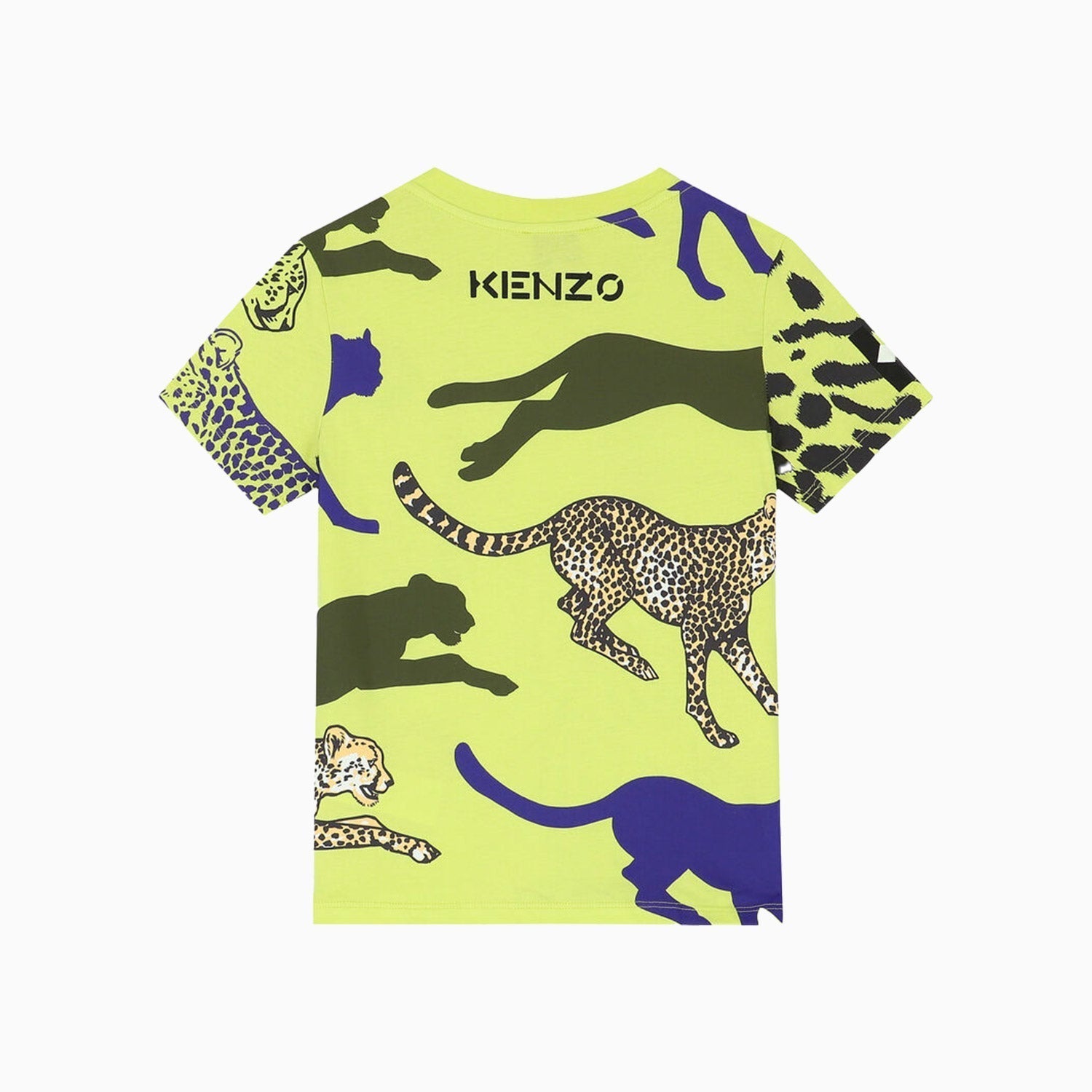 Kenzo Kid's Multi Iconics Short Sleeves T-Shirt - Color: Yellow - Kids Premium Clothing -
