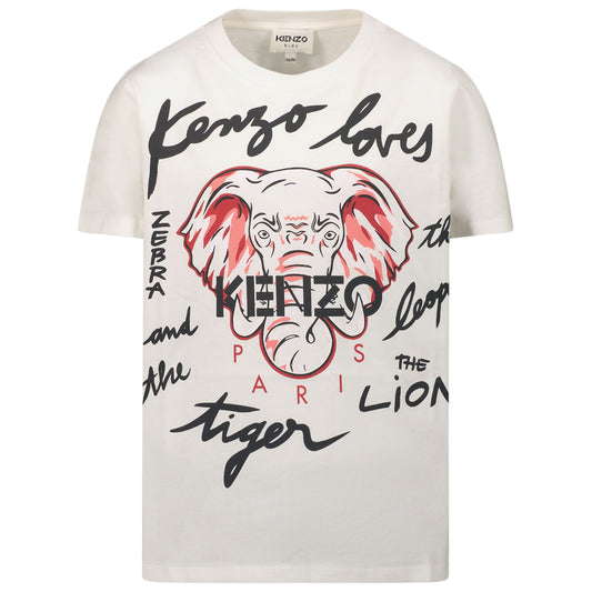 Kid's Logo Print Cotton Crew Neck T Shirt