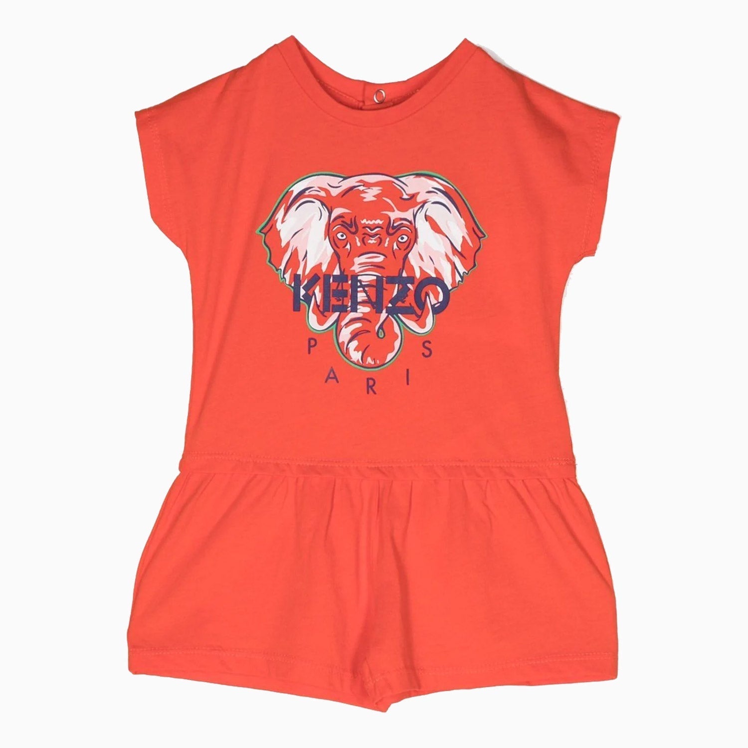 Kenzo Kid'd Organic Cotton Jersey Elephant Print Outfit - Color: Poppy - Kids Premium Clothing -