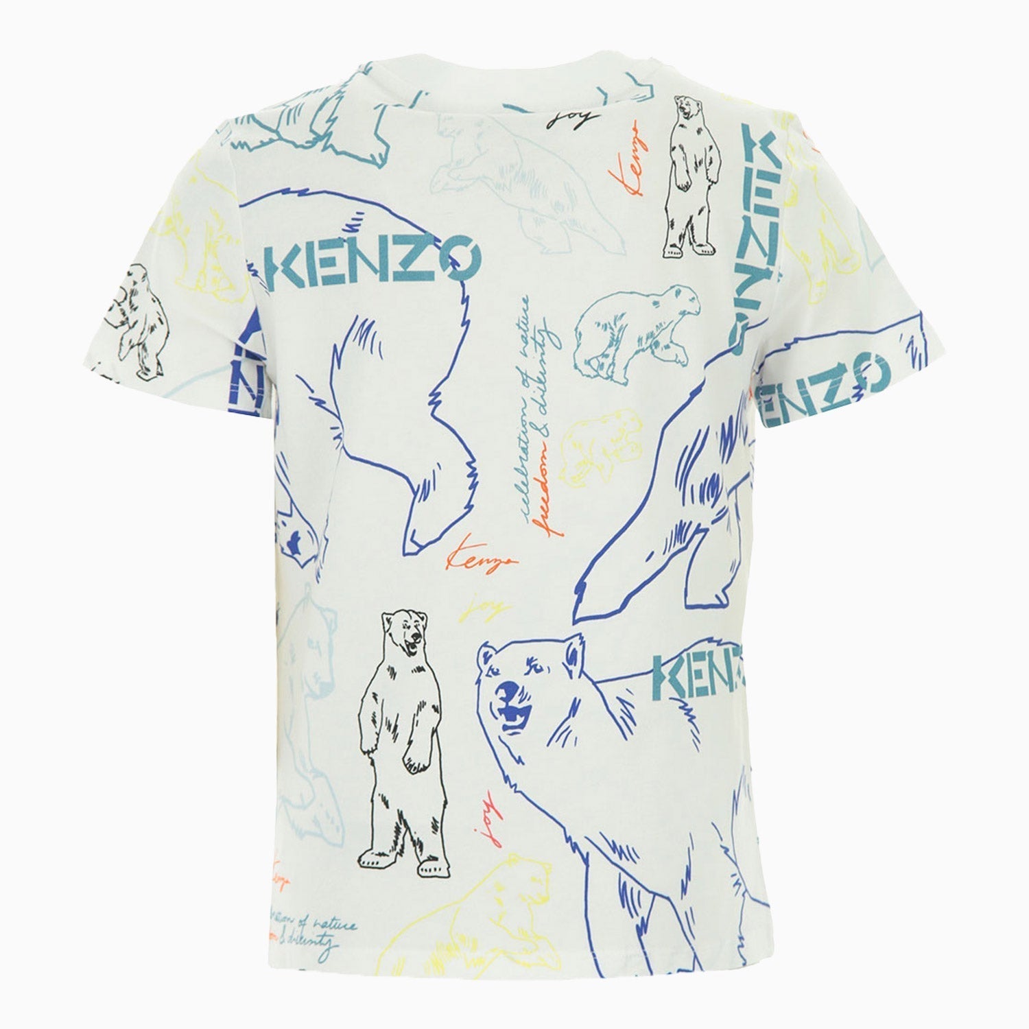 Kenzo Kid's Logo Printed T Shirt - Color: White - Kids Premium Clothing -