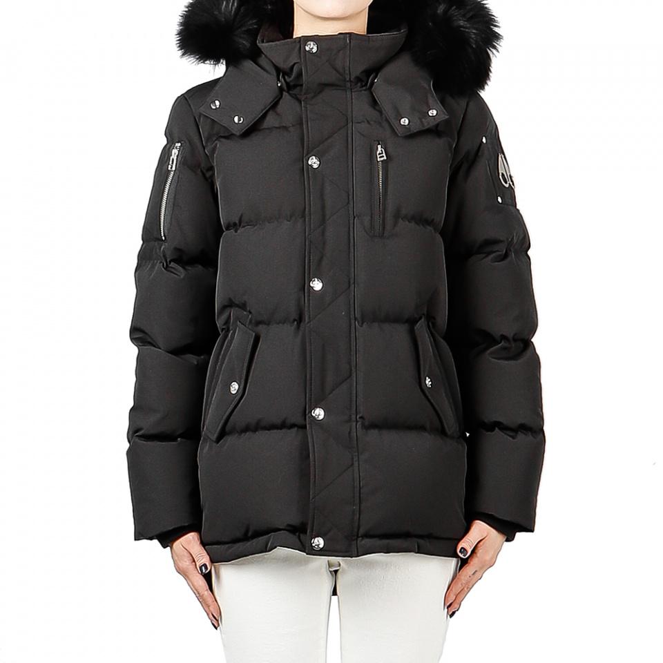 Red Moose Knuckles Kid's 3Q Jacket With Fur Hood - Color: Jet Black - Kids Premium Clothing -