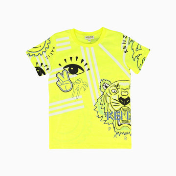 Kenzo Kid's Short Sleeve T Shirt - Color: Neon Yellow - Kids Premium Clothing -