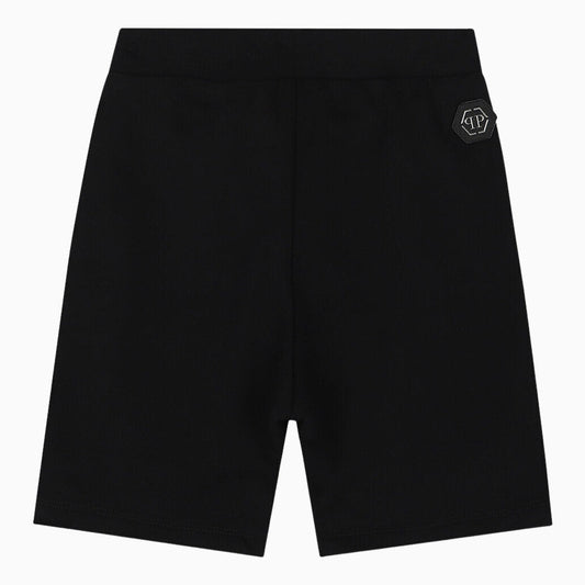 Kid's Boys Black Skull Logo Shorts