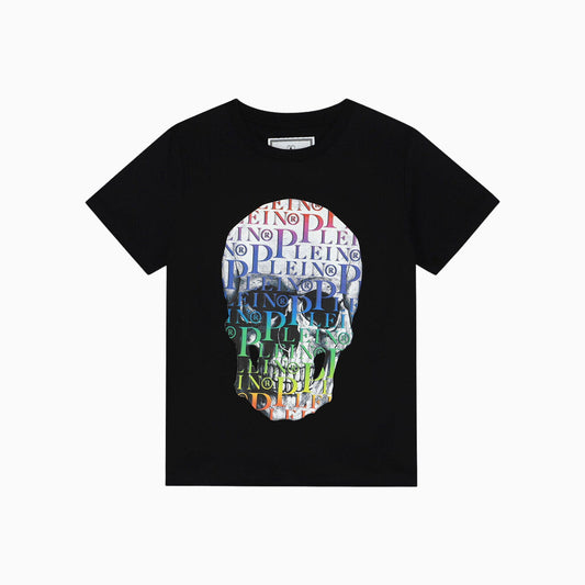 Kid's Rainbow Skull And Plein Short Sleeve T Shirt