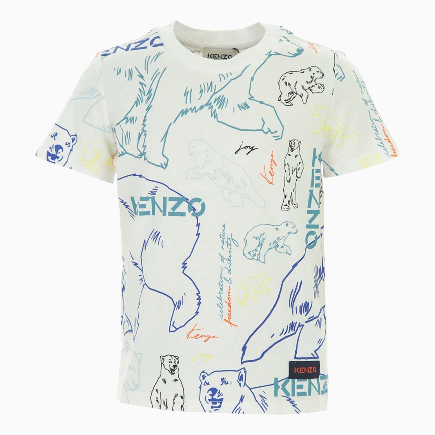 Kenzo Kid's Logo Printed T Shirt - Color: White - Kids Premium Clothing -