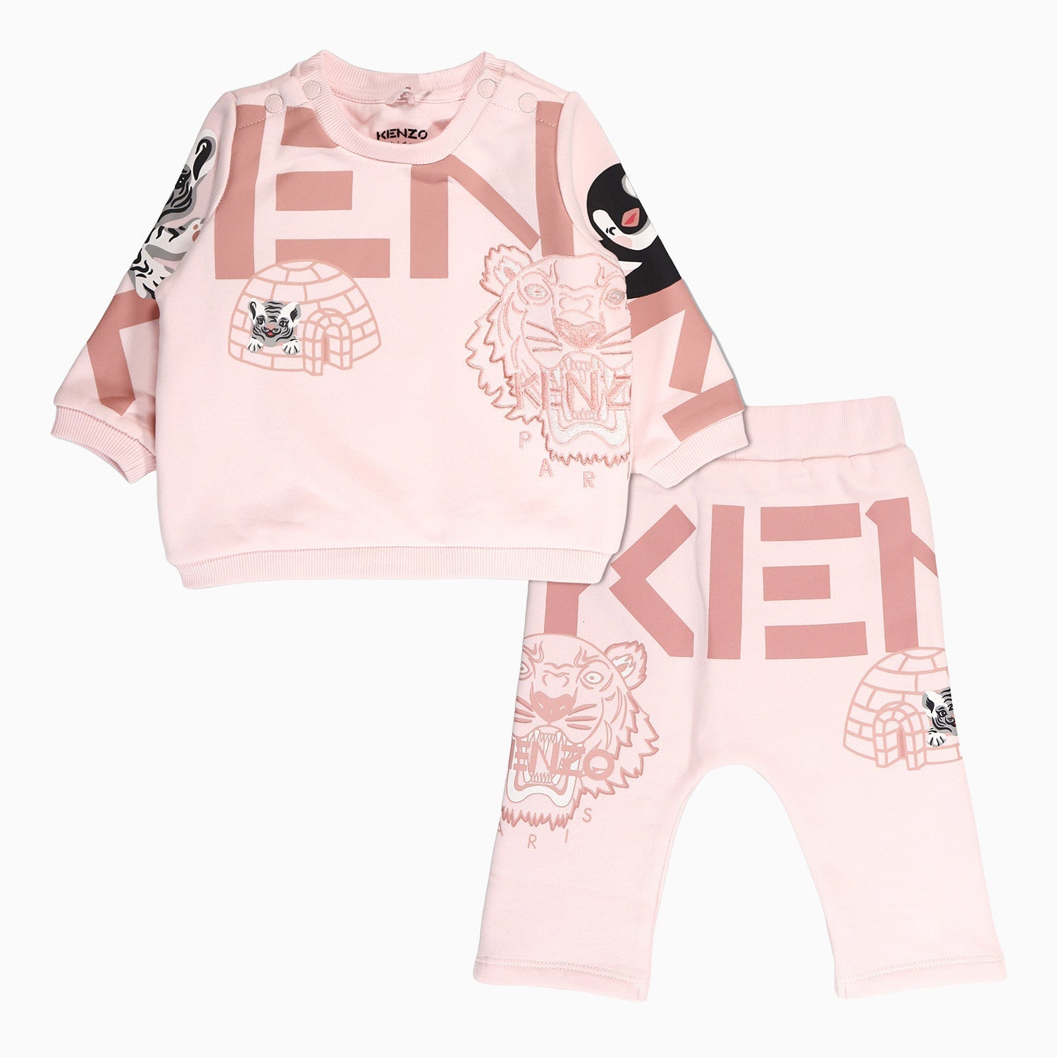 Kenzo Kid's Tiger Print Outfit - Color: Pink Pale - Kids Premium Clothing -