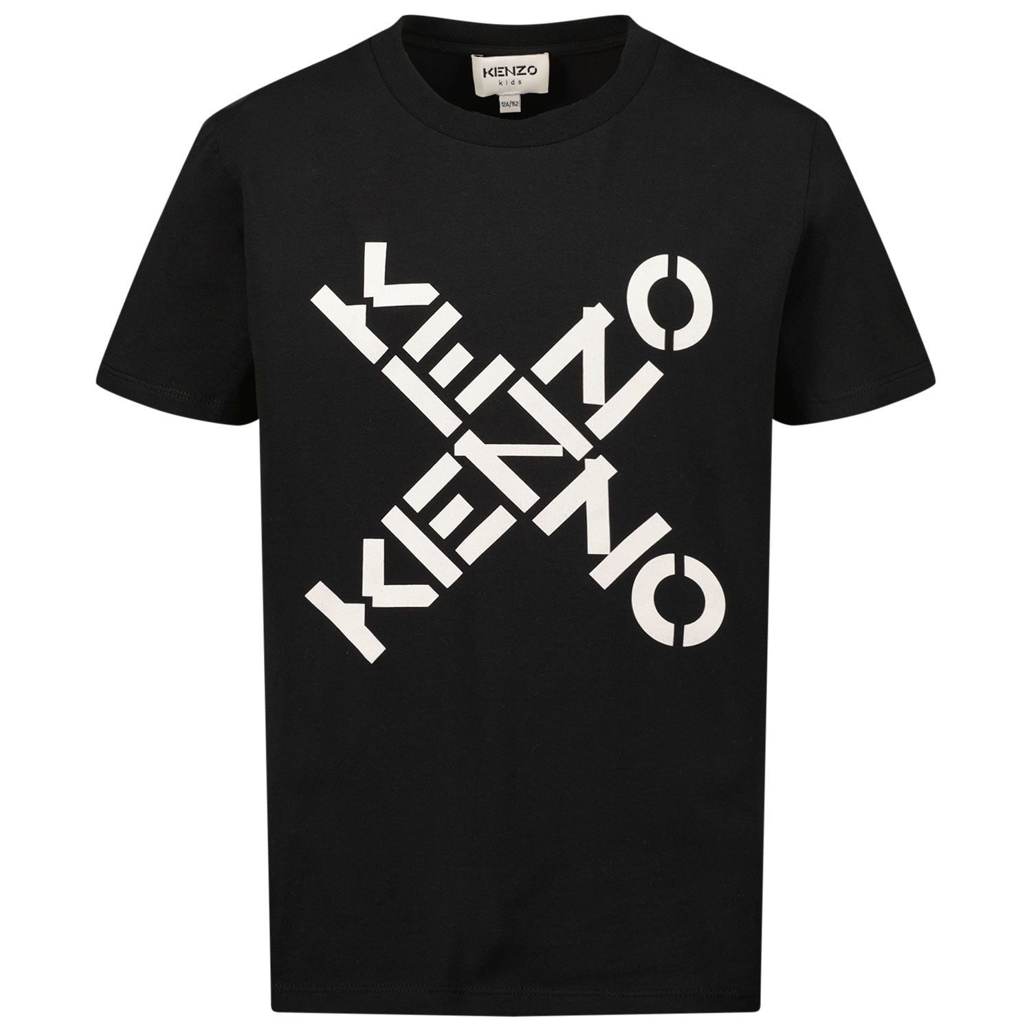 Kenzo | Kid's Logo Crew Neck T-Shirt - Color: BLACK - Kids Premium Clothing -
