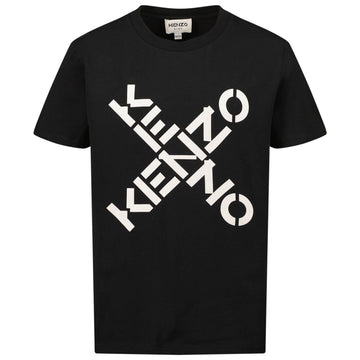 Kenzo | Kid's Logo Crew Neck T-Shirt - Color: BLACK - Kids Premium Clothing -