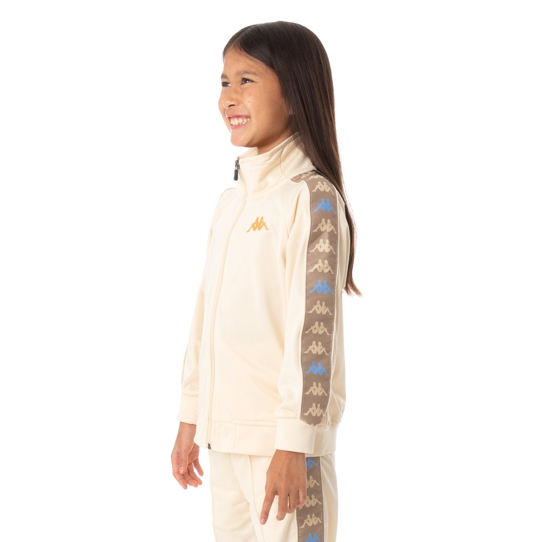 Kappa Kid's 222 Banda Dullo Tracksuit - Color: BEIGE BROWN BLUE - Tops and Bottoms USA -