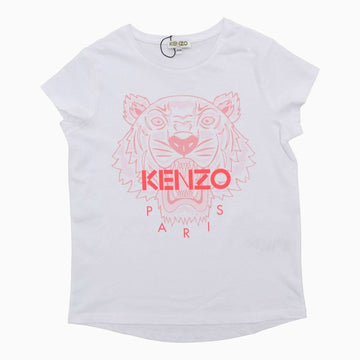Kenzo Kid's JB B1 Tiger Short Sleeve T Shirt - Color: Optic White - Kids Premium Clothing -