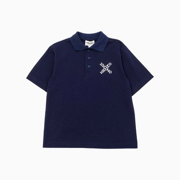 Kenzo Kid's Cross Logo Short Sleeve Polo Shirt - Color: Electric Blue - Kids Premium Clothing -