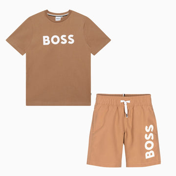 Hugo Boss Kid's Premium Big Logo Outfit - Color: Stone - Kids Premium Clothing -