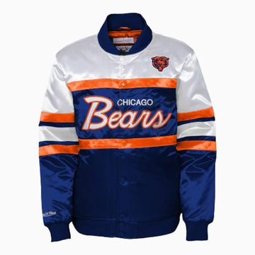Mitchell & Ness Chicago Bears NFL Satin Jacket Youth - Color: Orange White Blue - Kids Premium Clothing -