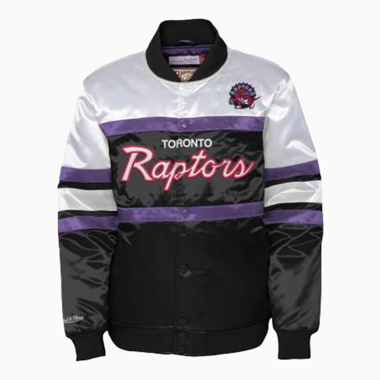 Mitchell & Ness Kid's Toronto Raptors NBA Satin Jacket - Color: White Black - Kids Premium Clothing -