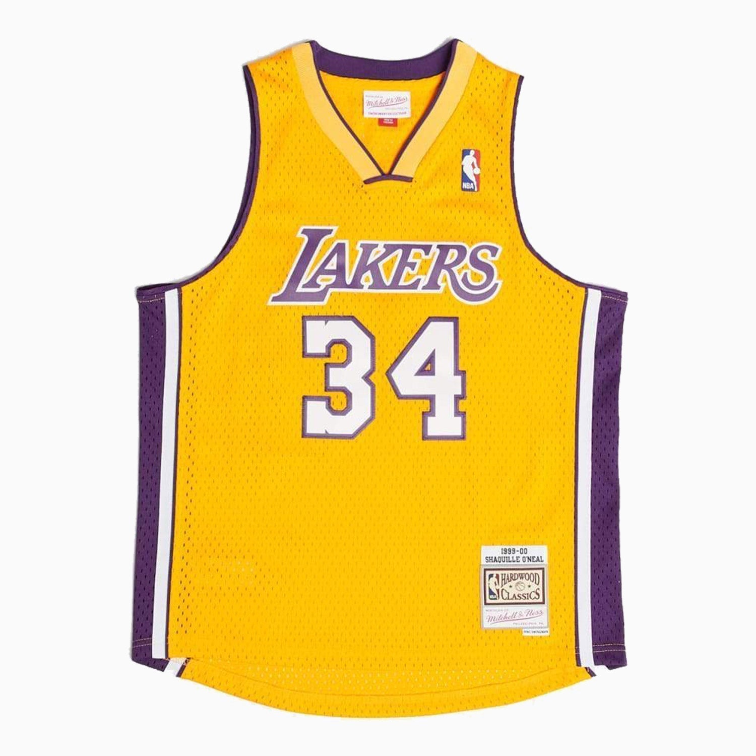 Mitchell And Ness Swingman Shaquille O`Neal Los Angeles Lakers NBA 1999-00 Jersey Youth - Color: Light Gold - Kids Premium Clothing -