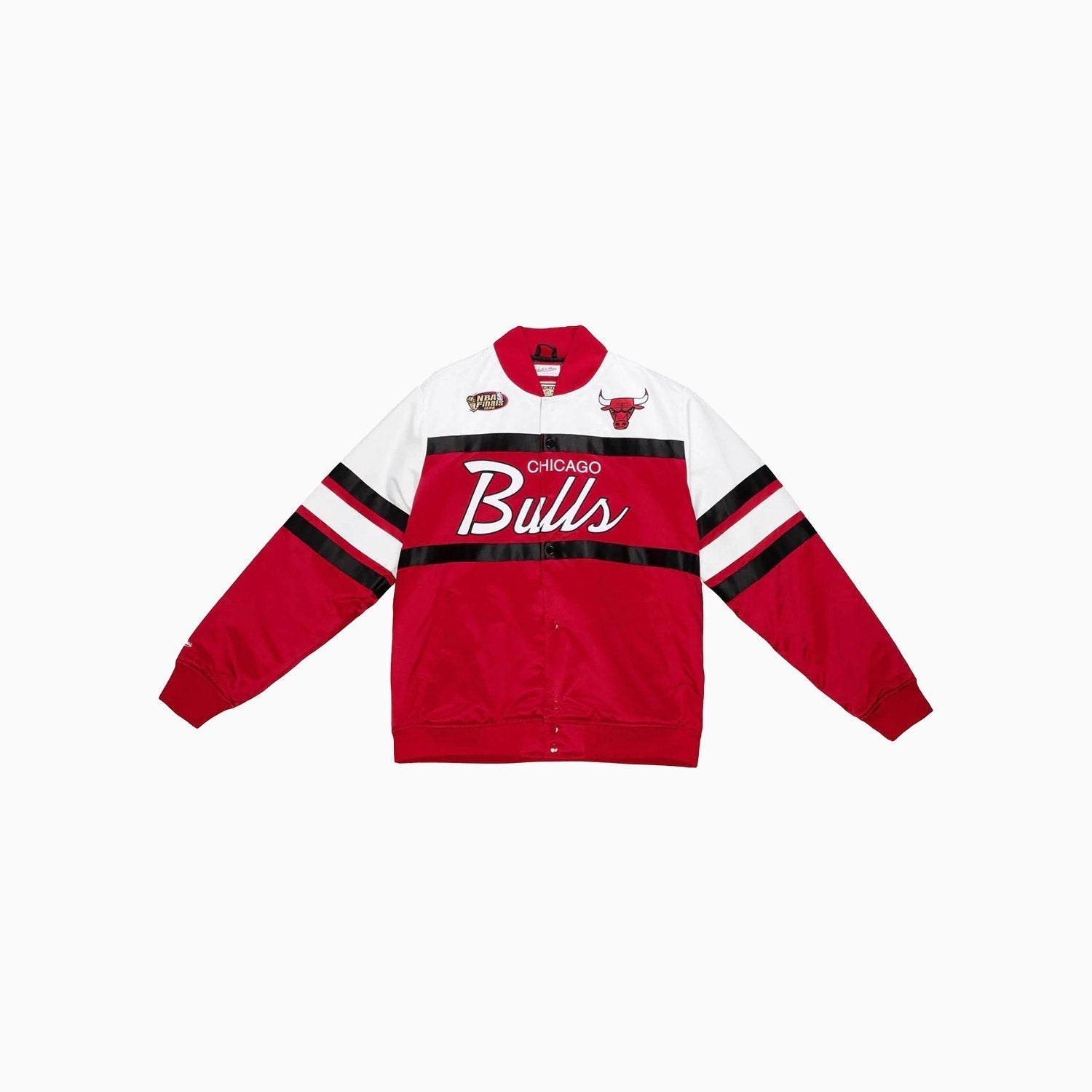 Mitchell & Ness Chicago Bulls NBA Satin Jacket Youth - Color: Red Black White - Kids Premium Clothing -