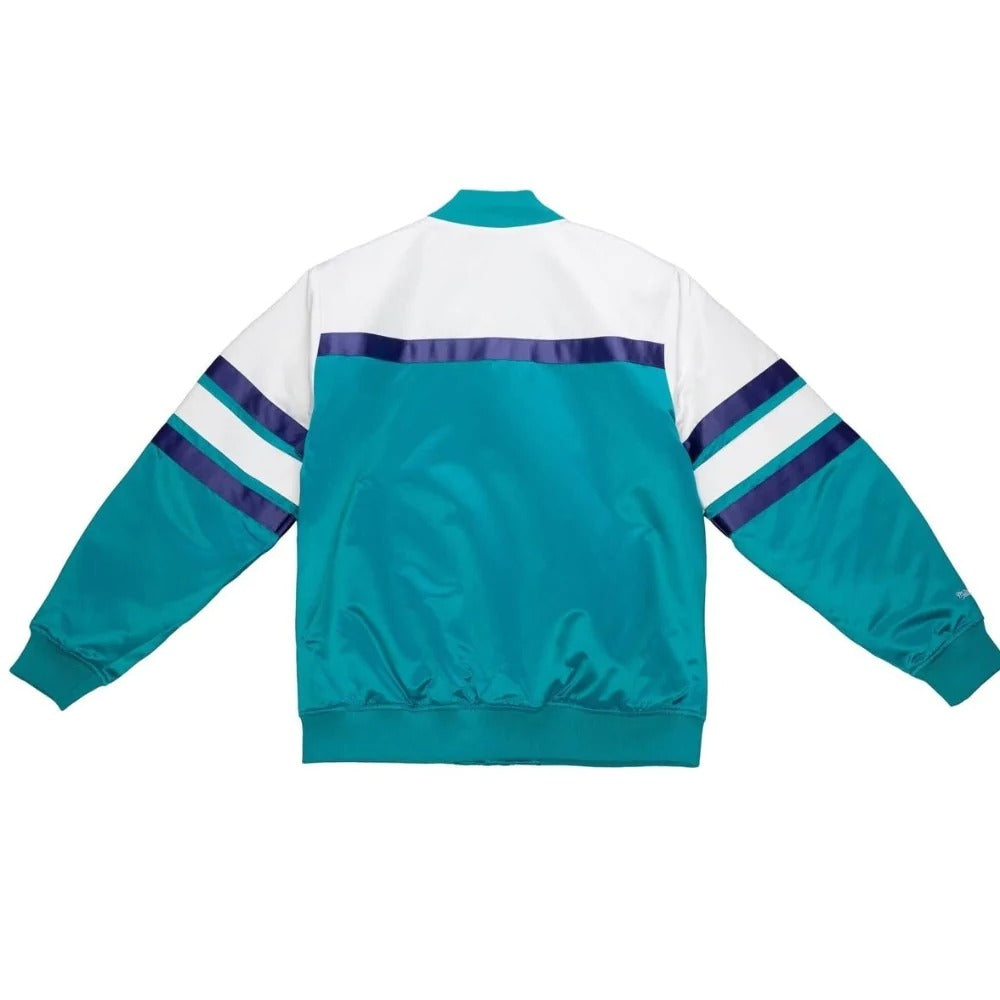 Mitchell & Ness Kid's Charlotte Hornets NBA Heavy Satin jacket - Color: Teal White Grey - Kids Premium Clothing -