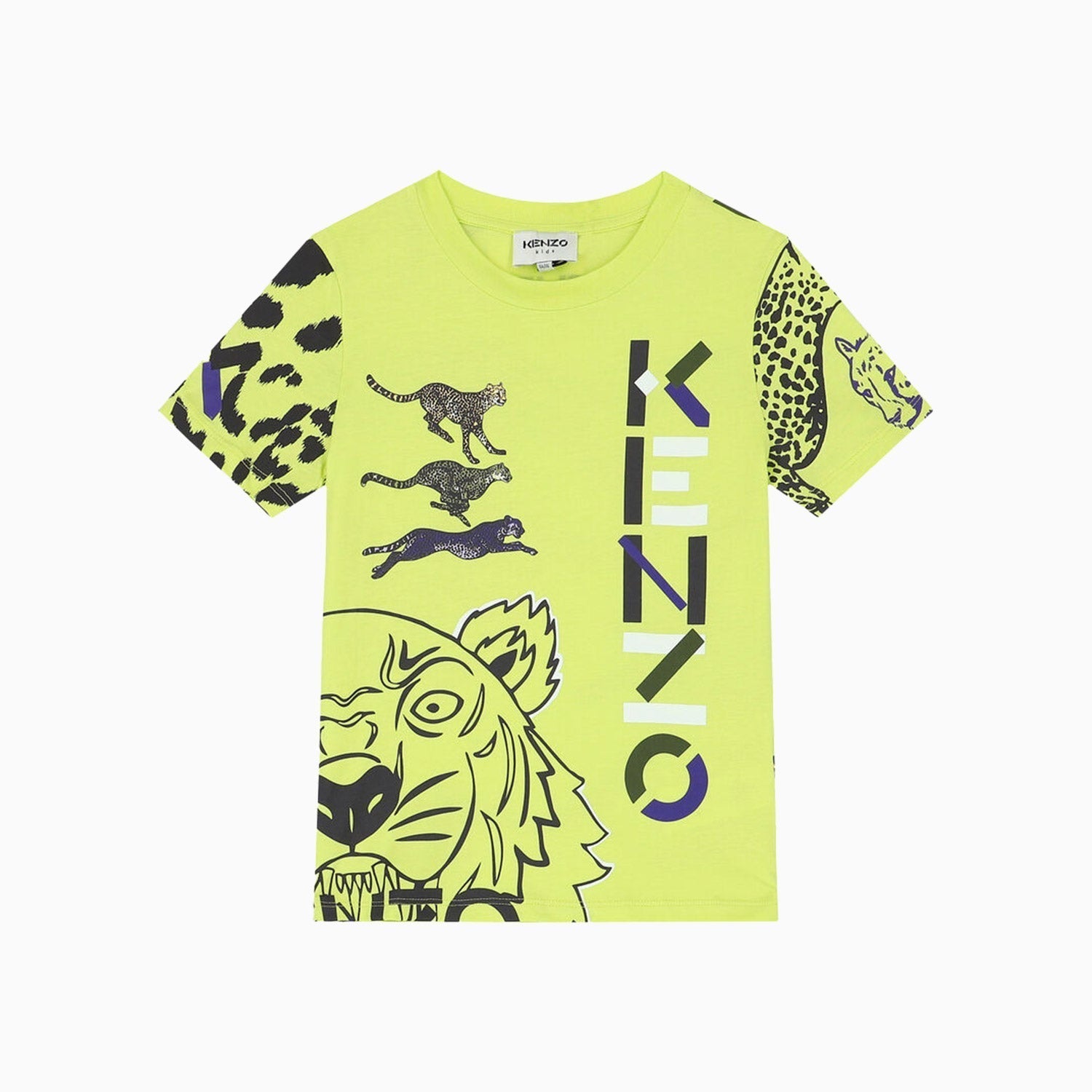 Kenzo Kid's Multi Iconics Short Sleeves T-Shirt - Color: Yellow - Kids Premium Clothing -