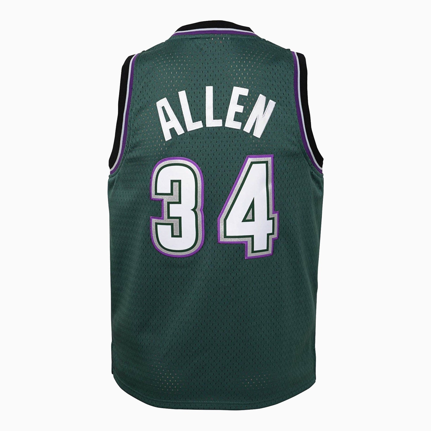 Mitchell And Ness Swingman Ray Allen Milwaukee Bucks NBA 1996-97 Jersey Youth - Color: Green Purple - Kids Premium Clothing -