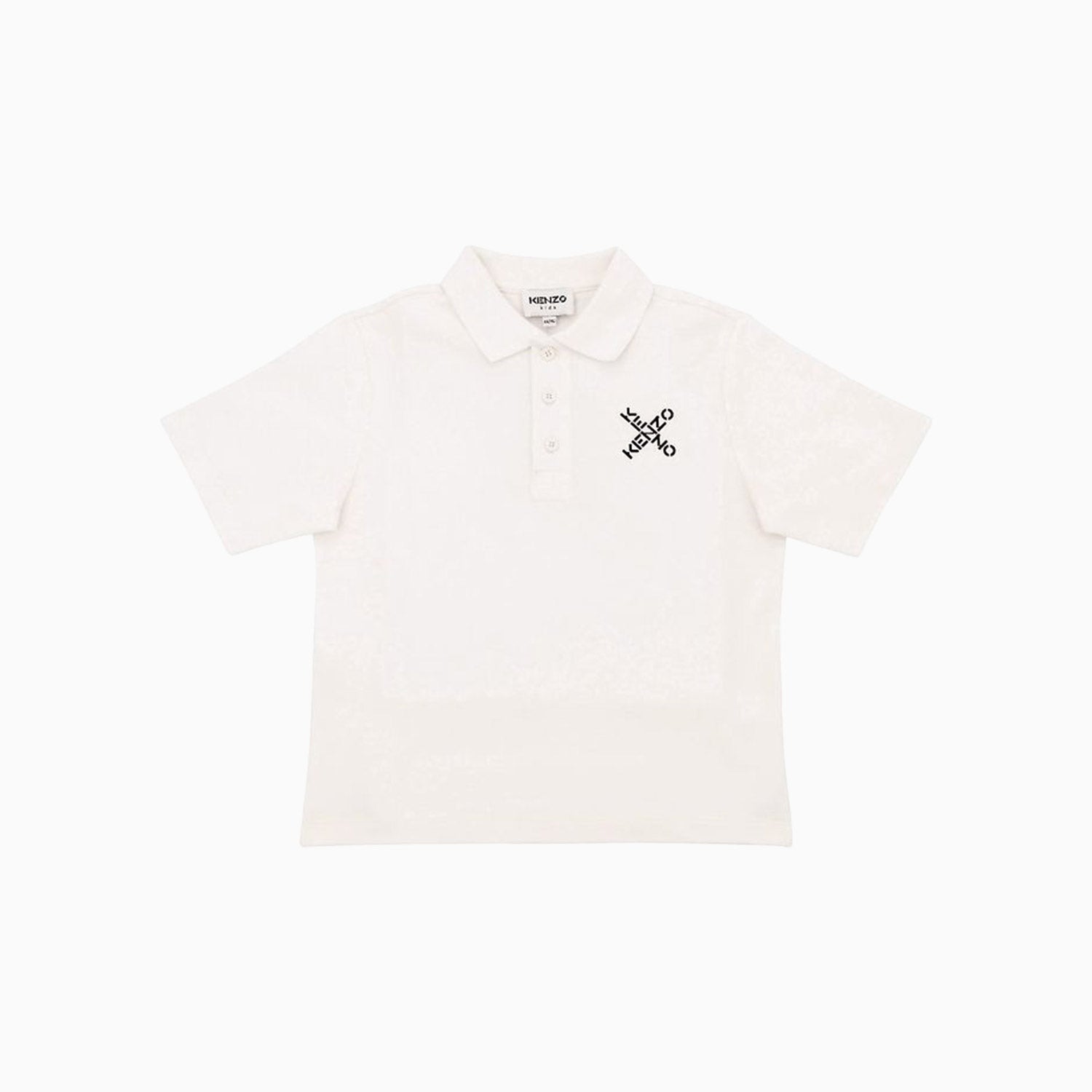 Kenzo Kid's Cross Logo Short Sleeve Polo Shirt - Color: Off White - Kids Premium Clothing -