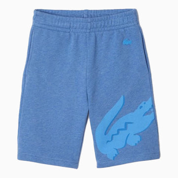 Lacoste Kid's Oversized Crocodile Print Flecked Shorts - Color: Heather Air - Kids Premium Clothing -
