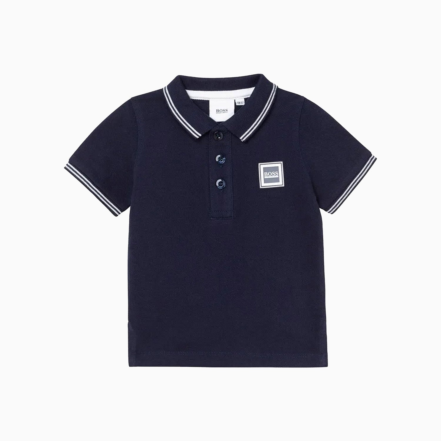Hugo Boss Kid's Boss Logo Badge Polo Shirt - Color: Navy Blue - Kids Premium Clothing -
