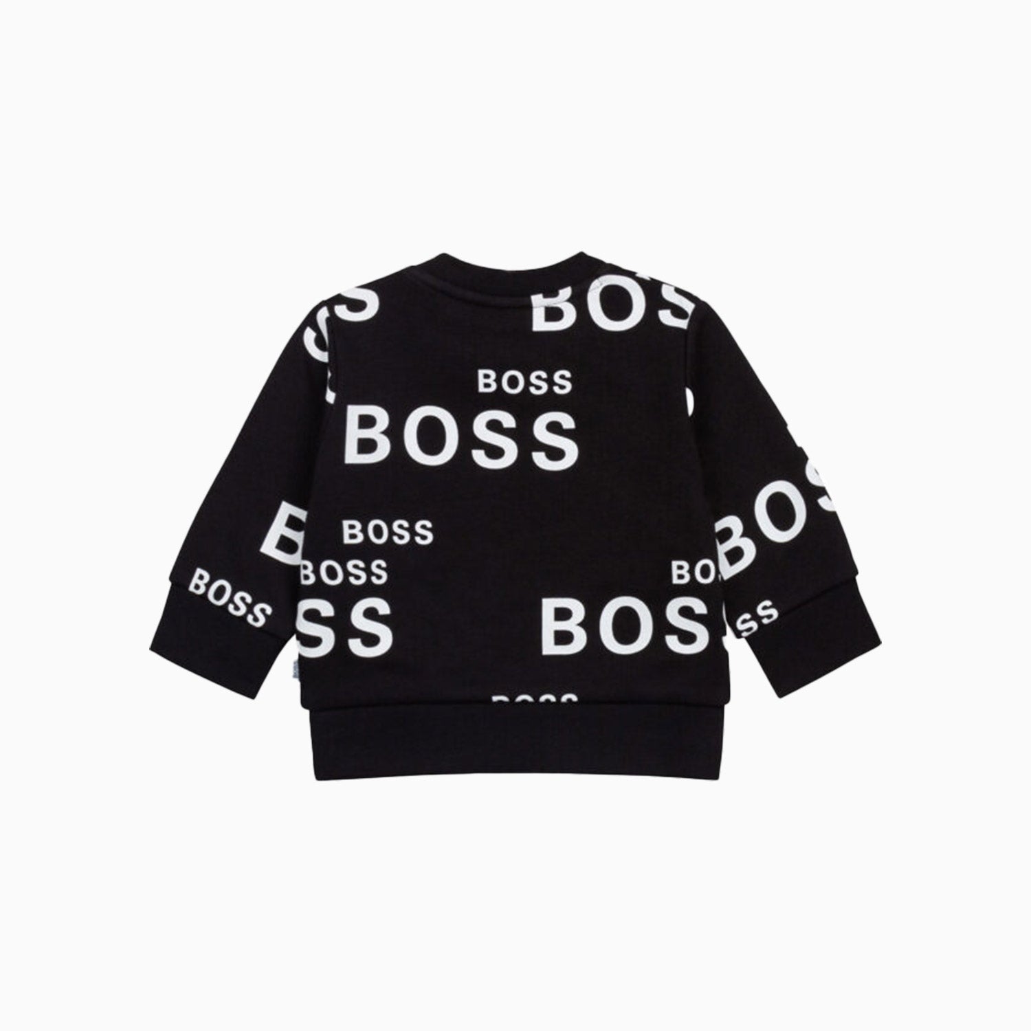 Hugo Boss Kid's Allover Logo Print Sweatshirt - Color: Black - Kids Premium Clothing -