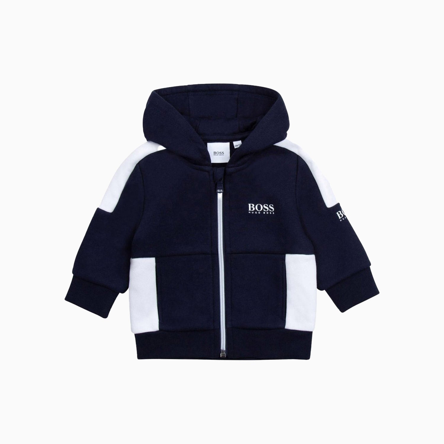 Hugo Boss Kid's Zip Hooded Sweat Cardigan - Color: Navy Blue - Kids Premium Clothing -