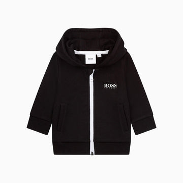 Hugo Boss Kid's French Terry Hooded Tracksuit - Color: Black - Kids Premium Clothing -