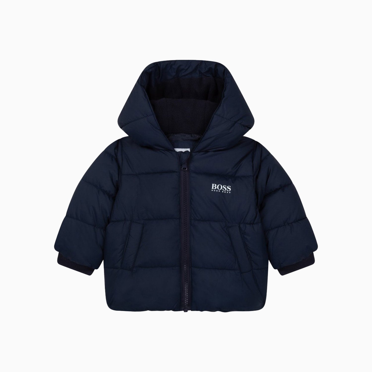 Hugo Boss Kid's Hooded Puffer Jacket - Color: Navy Blue - Kids Premium Clothing -