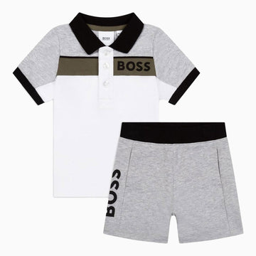 Hugo Boss Kid's Polo Outfit - Color: China Grey - Kids Premium Clothing -