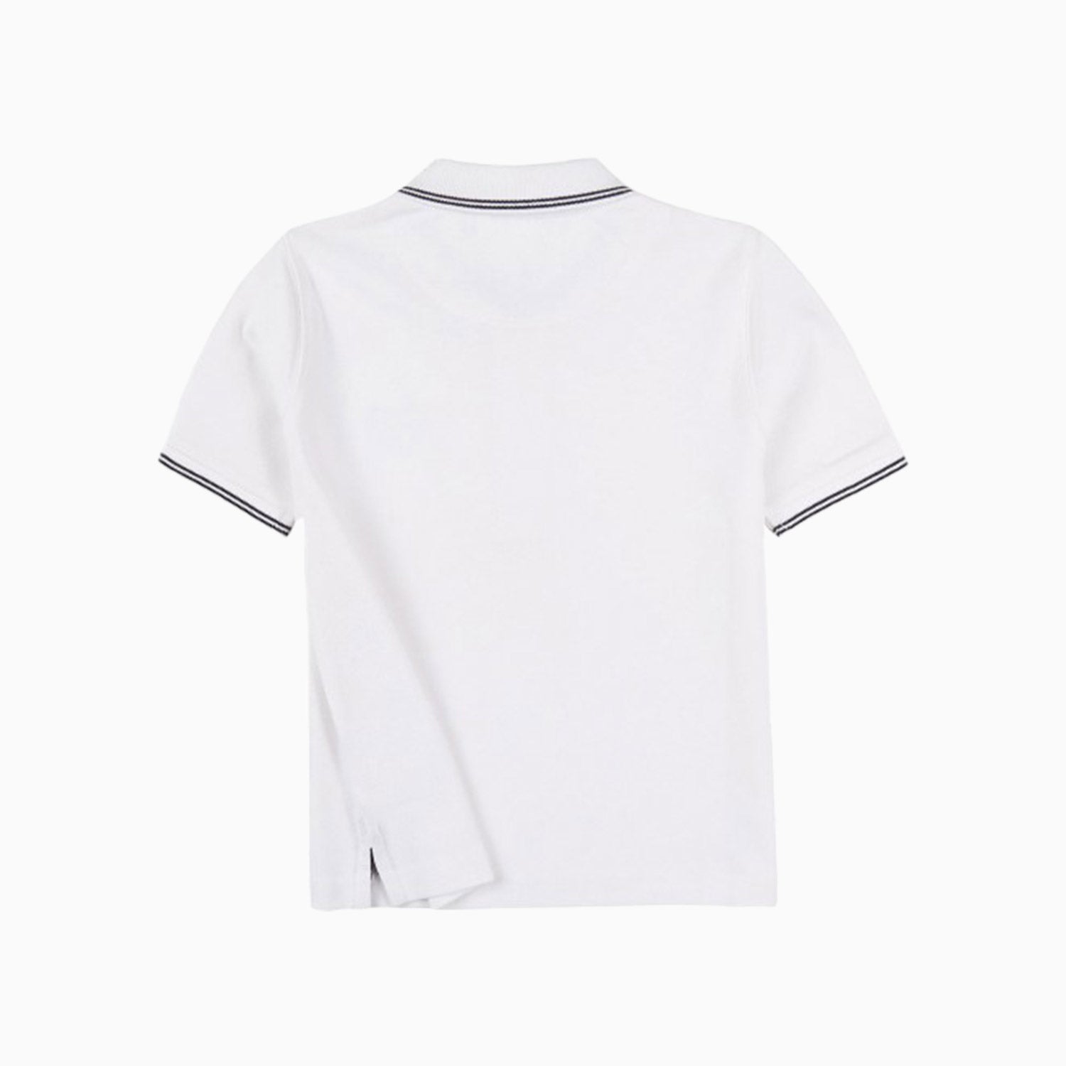Hugo Boss Kid's Pique Polo Flat Knitted Stripe Short Sleeve T Shirt - Color: Sea Green, White, Orange - Kids Premium Clothing -