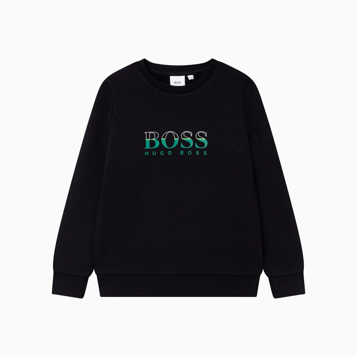 Hugo Boss Kid's Technical Logo Sweatshirt - Color: Black - Kids Premium Clothing -
