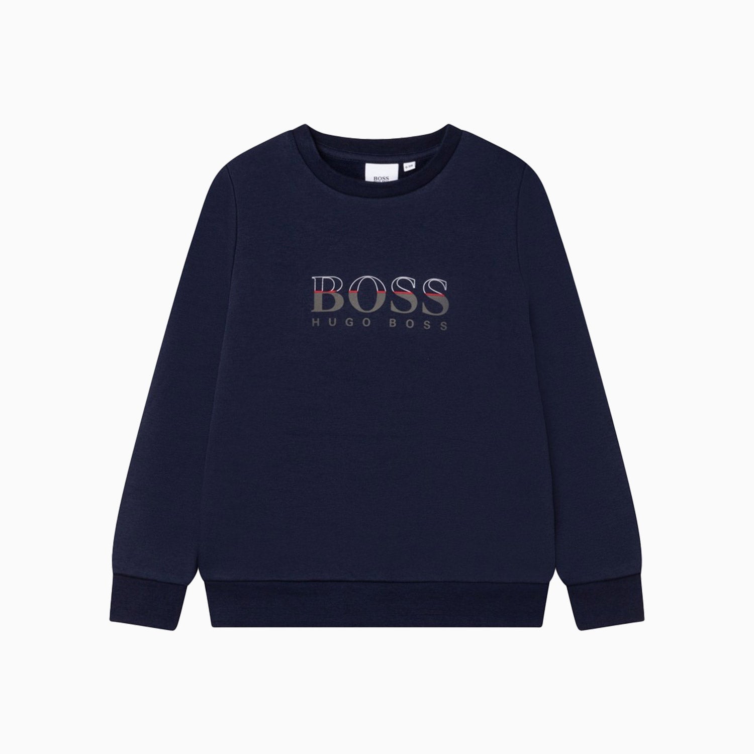 Hugo Boss Kid's Technical Logo Sweatshirt - Color: Navy Blue - Kids Premium Clothing -