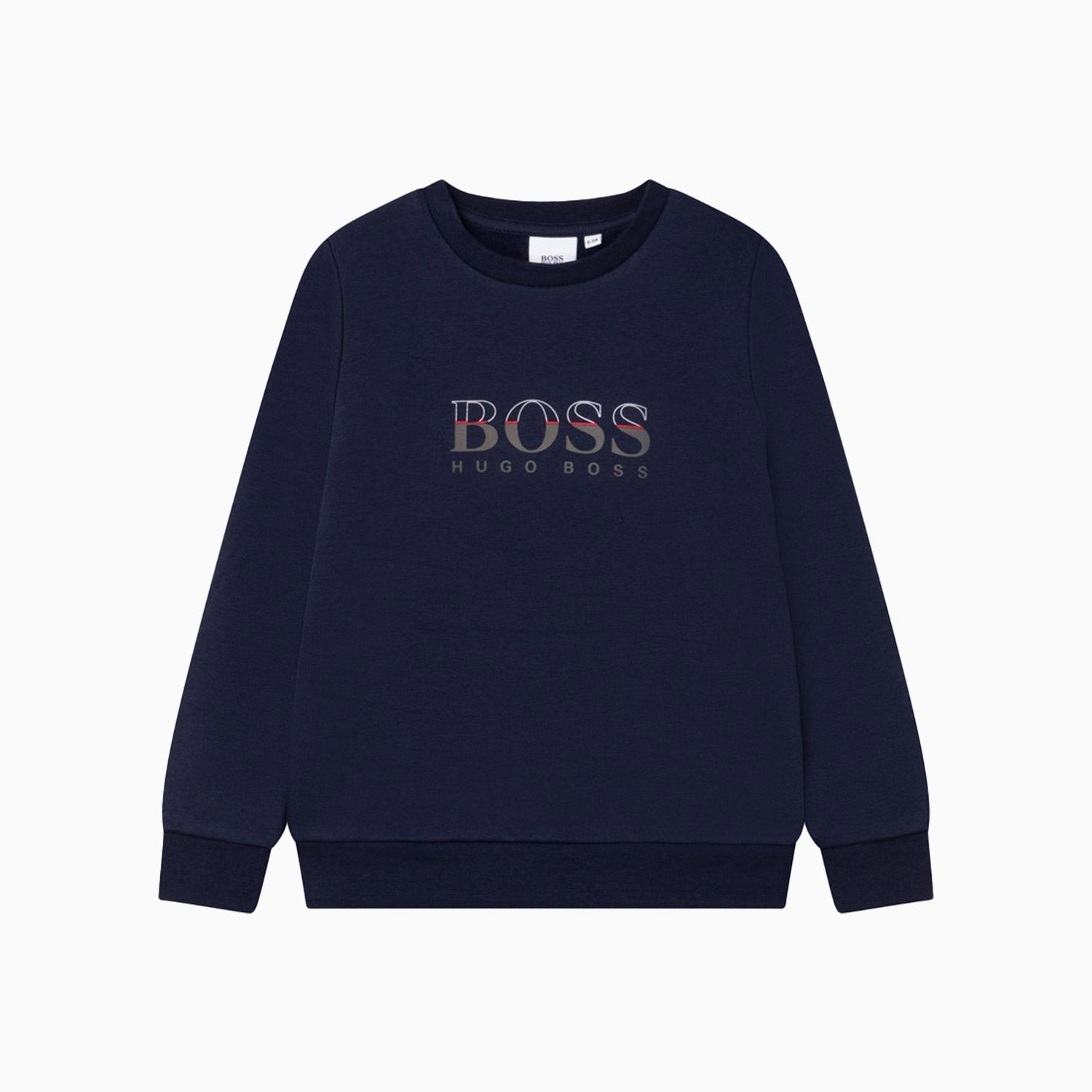Hugo Boss Kid's Technical Logo Sweatshirt - Color: Navy Blue - Kids Premium Clothing -