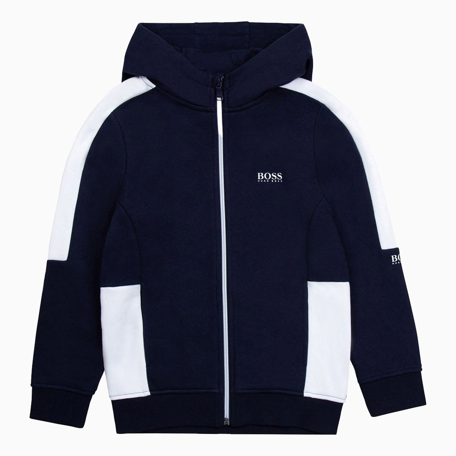 Hugo Boss Kid's Zipper Hoodie - Color: Navy Blue - Kids Premium Clothing -