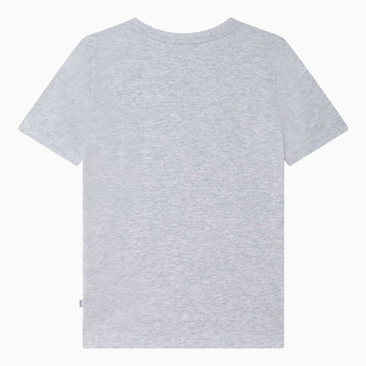 Hugo Boss Kid's Large Text Logo T-Shirt - Color: Chine Grey, White - Kids Premium Clothing -